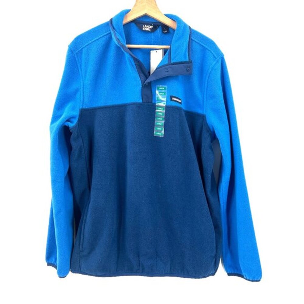 NEW Lands' End pullover 2 tone pullover polar fleece jacket outdoor ski hiking L